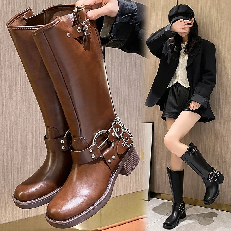 Modern Trendy Slip-On Comfortable Pointed Toe Knee High Boots