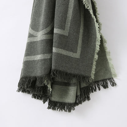 Unique Swedish Thick Geometric Warm Wool Cashmere Scarf