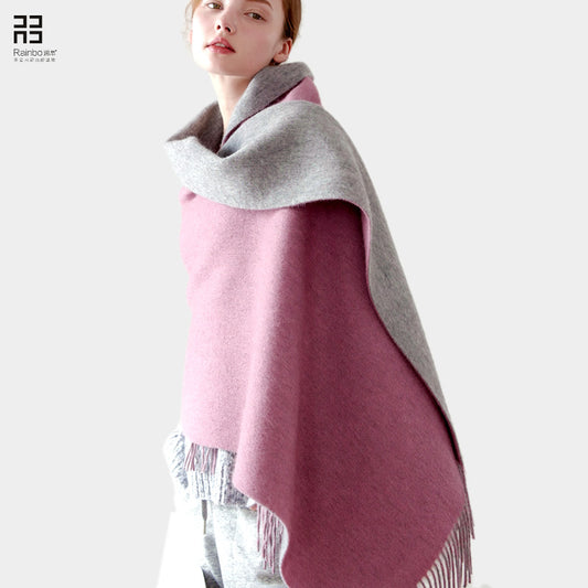 Heavyweight Thickened Pure-wool Autumn Winter Double-sided Scarf