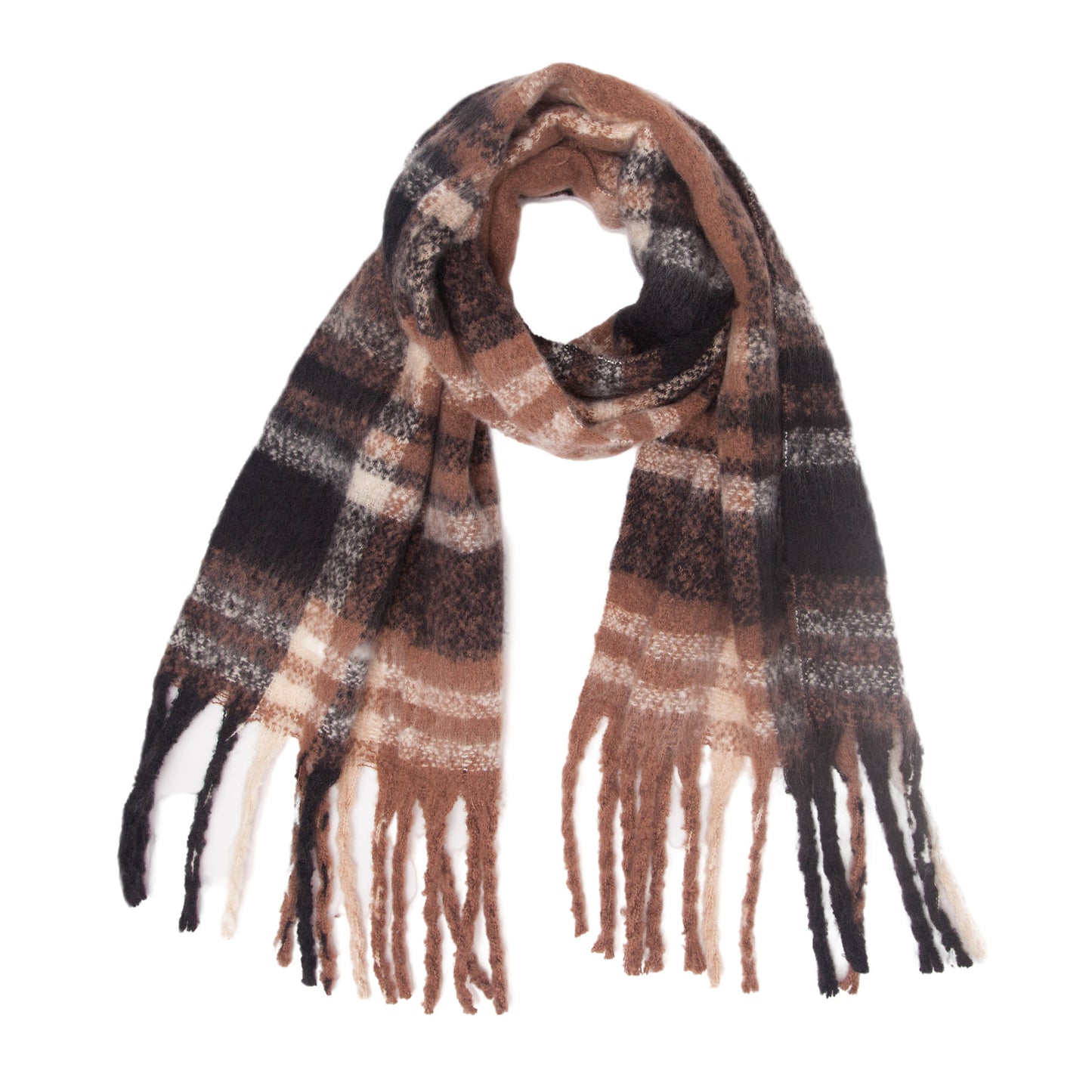 New Autumn Winter Thickened Coarse-tassel Plaid Warm Scarf