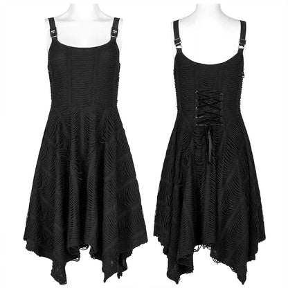 Asymmetric Sexy Black Punk Decorative Personality Casual Summer Gothic Dress