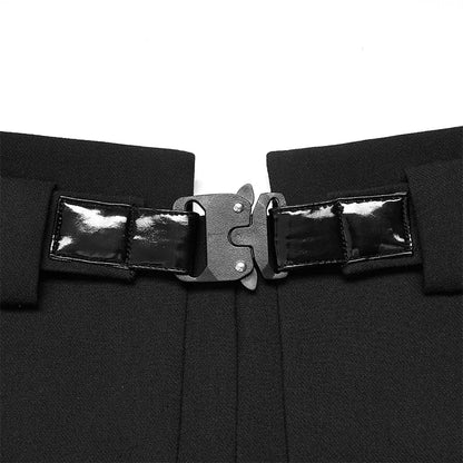 Women's Collect Waist A Line Black Half Personality Casual Women Mini Functional Buckle Decoration Skirt