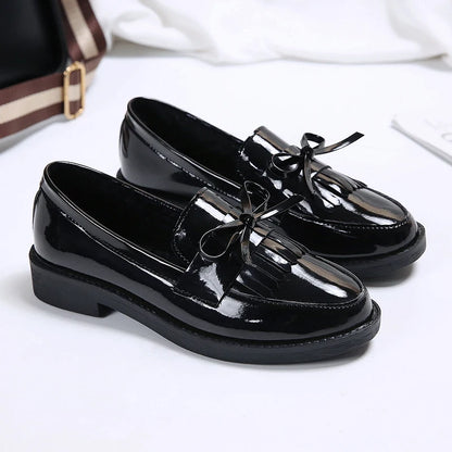 Black Platform Metal Chain Slip On Boat Casual Leather Designer Oxfords Loafers