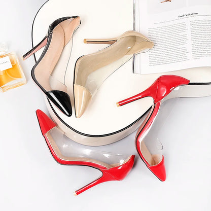 Patent Leather Transparent Versatile Elegant Sexy Single High Heel