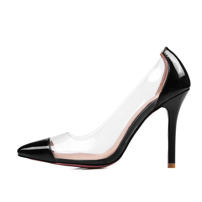 Patent Leather Transparent Versatile Elegant Sexy Single High Heel