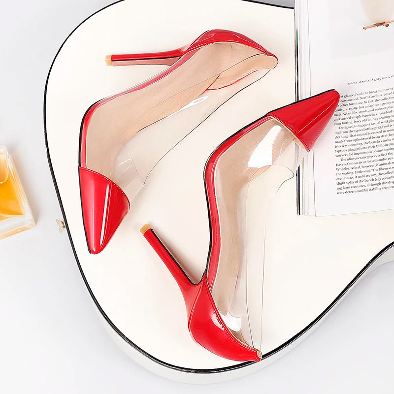 Patent Leather Transparent Versatile Elegant Sexy Single High Heel