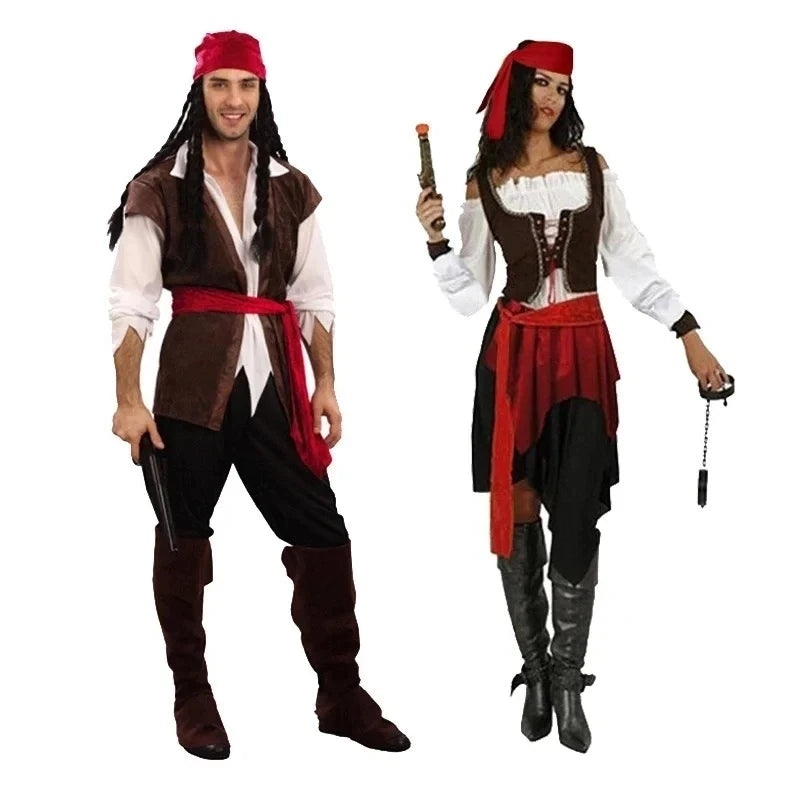 Pirates Caribbean Captain Jack Sparrow Cosplay Carnival Halloween Costume