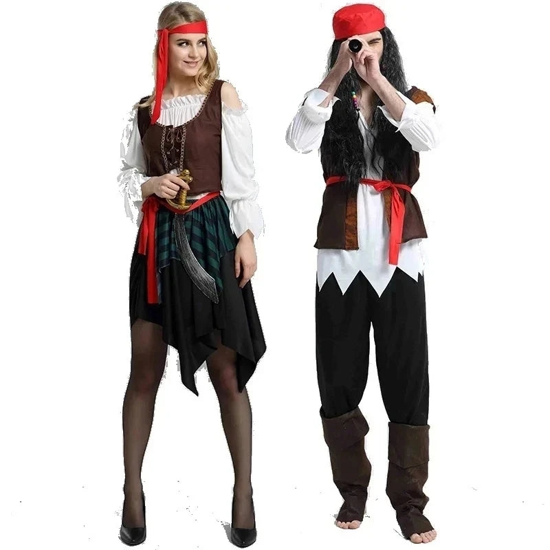 Pirates Caribbean Captain Jack Sparrow Cosplay Carnival Halloween Costume