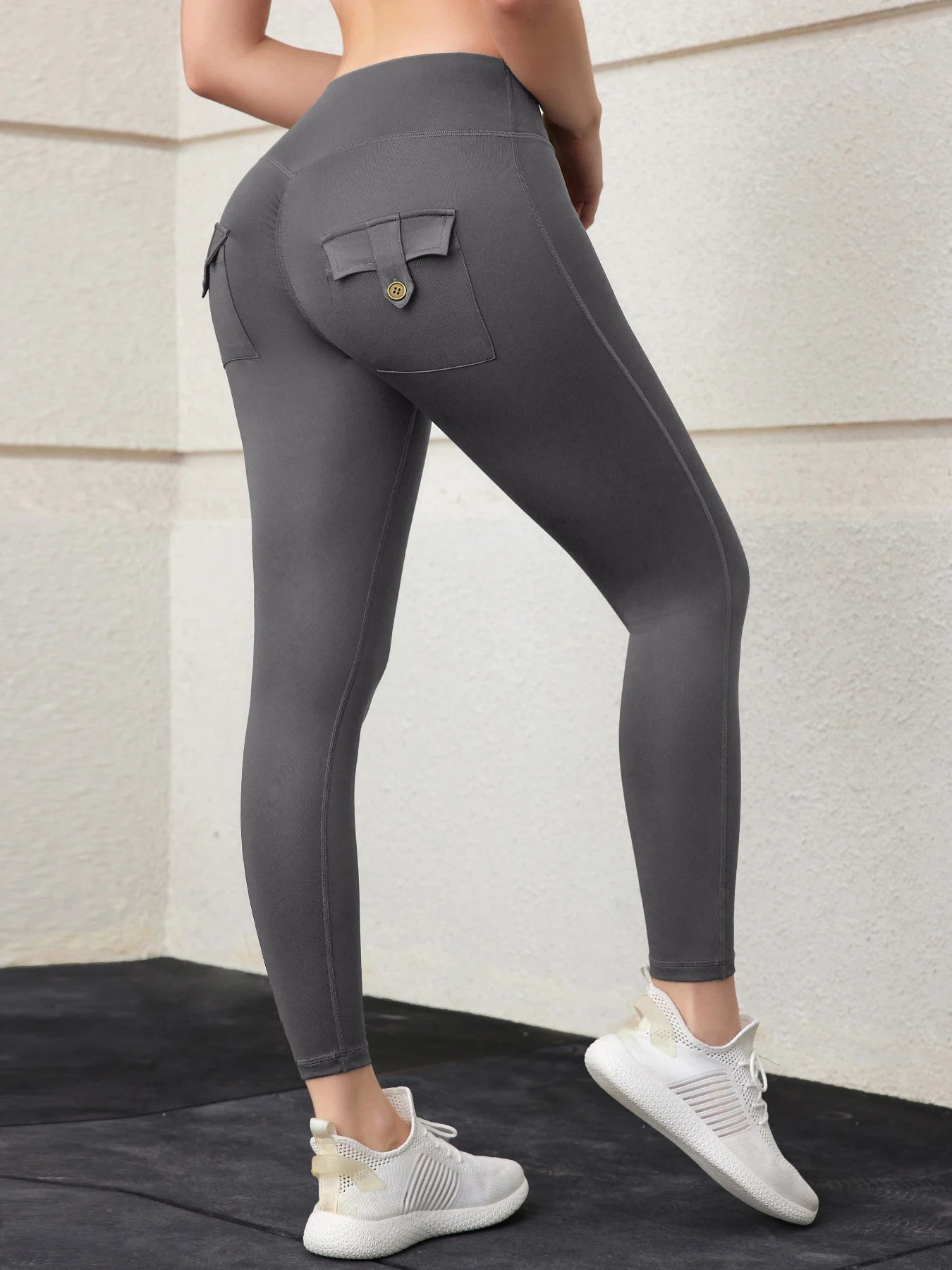 Pockets High Waist Solid Butt Lifting Coquette Exercise Sporty Leggings