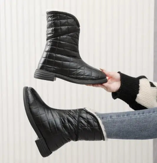 Flat Fashion Warm Plush Velvet Cotton Winter Short Snow Boot