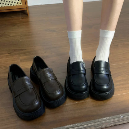 British Style Fur Platform Preppy All-Match Dress Creepers Autumn Oxfords Loafers