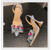 Design Pointed Toe Wedges Highs Women Silver Red Shoes Sexy Wedding Banquet Shoes Low Heel Pumps