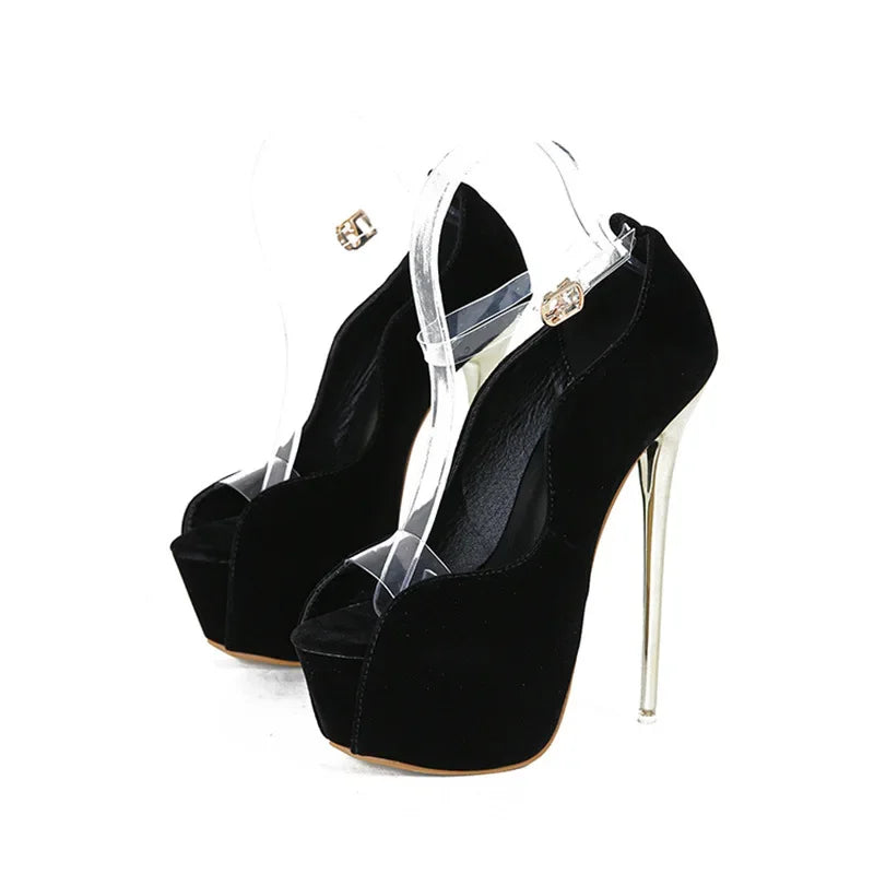 Luxury Sexy Peep Toe 6cm Platform Super Thin High Heel High Heel