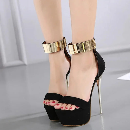 Super Thin High Heel Summer Platform Open Toe Zipper Wedding High Heel