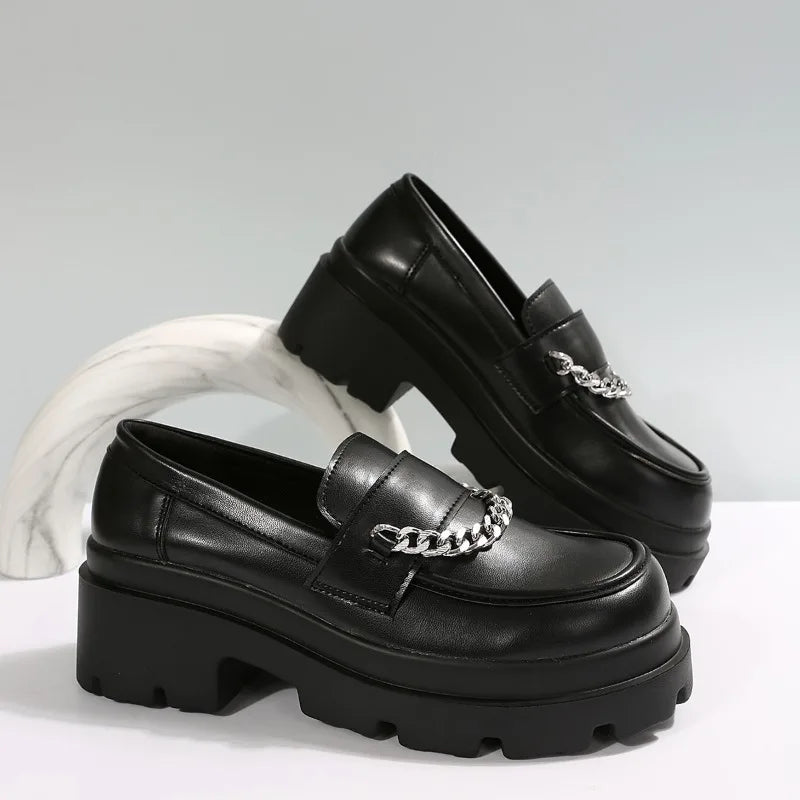 Round Toe Platform Fur British Style Casual Sneaker Female Oxfords Creepers Loafers