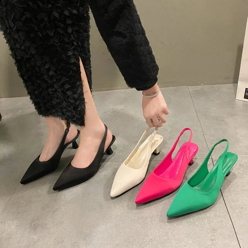 Fashion Slip-on Summer Solid Office Career Sexy Pointed Toe Low Heel Pumps