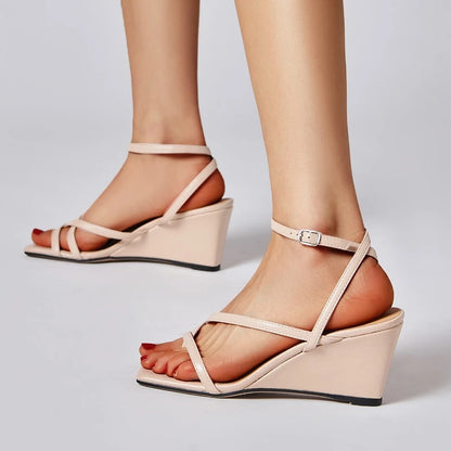 New High Quality Simple Thin Strap Stylish Open Toe Party Sandals Women Low Heel Pumps