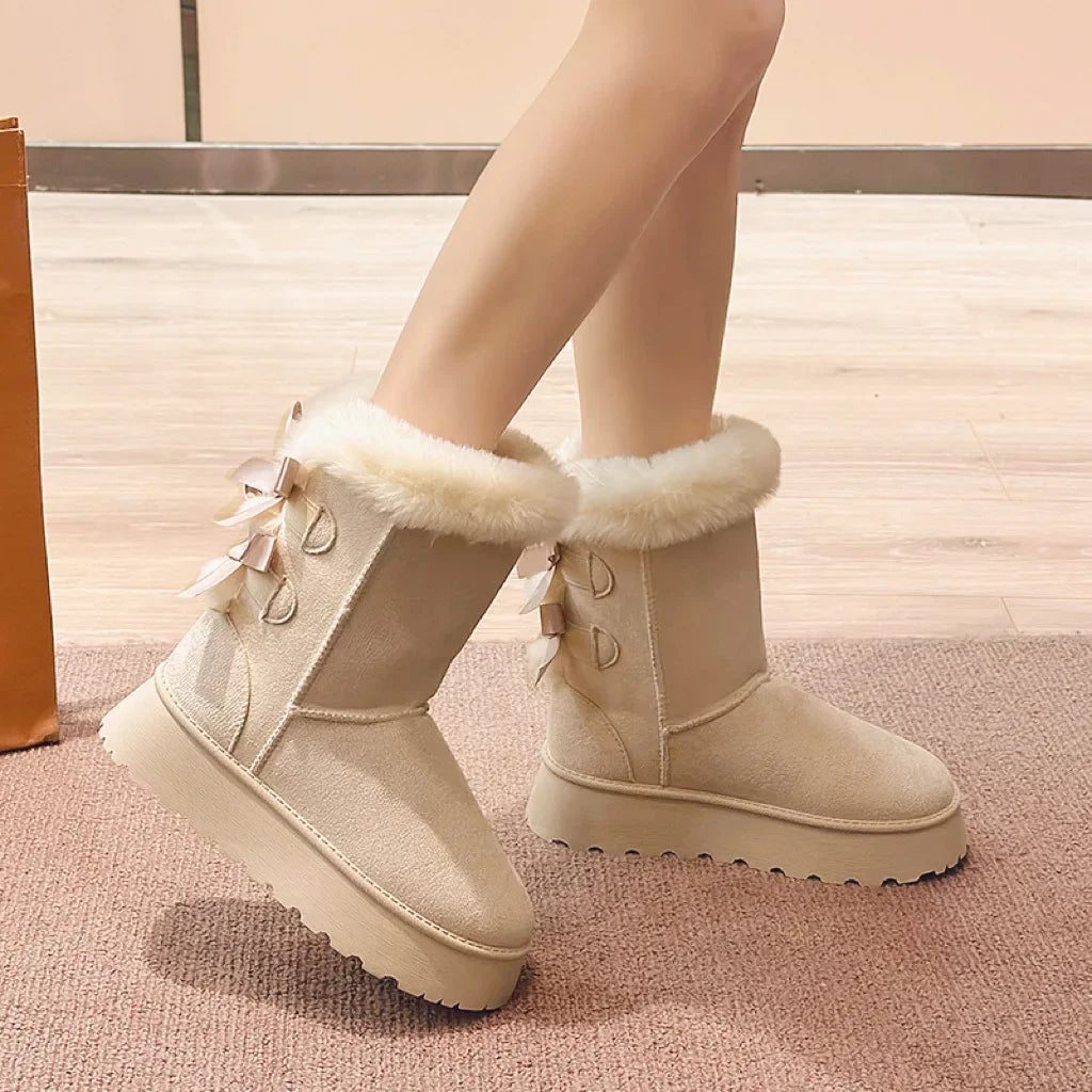 Thick Plush Thick Sole Non-slip Solid Button Retro Snow Boot