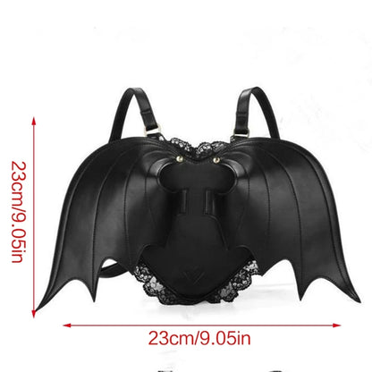 Trendy Bat Wing Lace PU Gothic Shopping Dating Daypack Backpack Bag