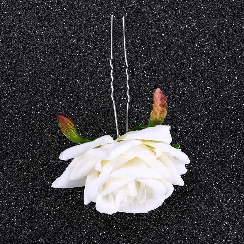 Red Wedding Rose Flower Bride Headdress Hair Accessory