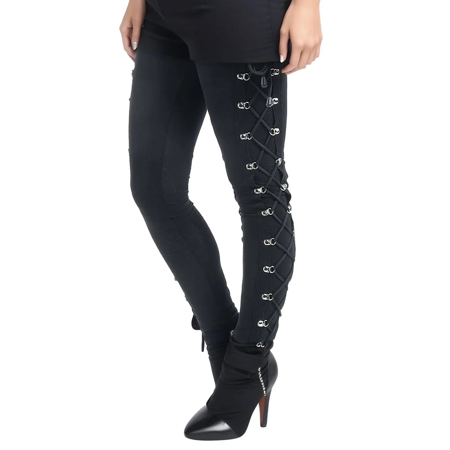 Vintage Gothic Lace Up Slim Halloween Pants