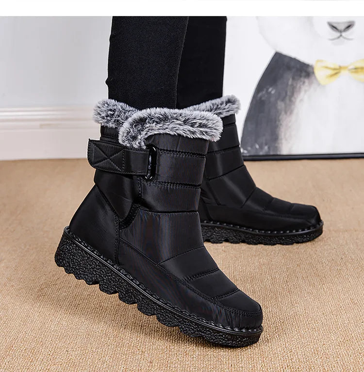 Waterproof Faux Fur Long Plush Platform Ankle Warm Snow Boot