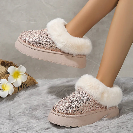 Winter Short Plush Warm Casual New Suede Fur Elegant Snow Boot