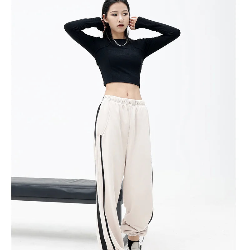 High Waist Wide Leg Fashion Black Baggy Sweatpants