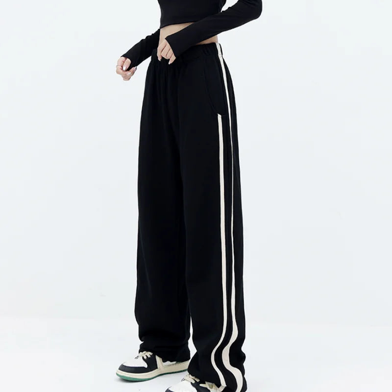 High Waist Wide Leg Fashion Black Baggy Sweatpants