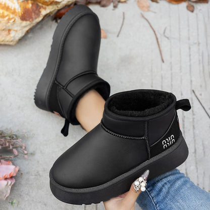 Short Plush Warm Casual Flat Comfortable Chelsea Ankle Snow Boot