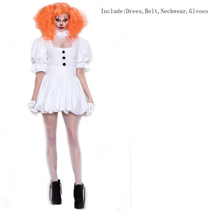 Women Clown Terror Halloween Fancy Party Dress Adult Costume