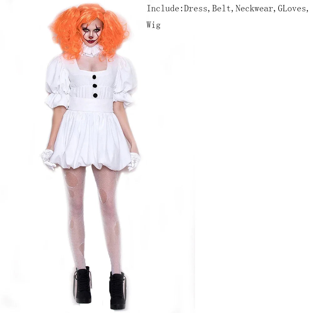 Women Clown Terror Halloween Fancy Party Dress Adult Costume