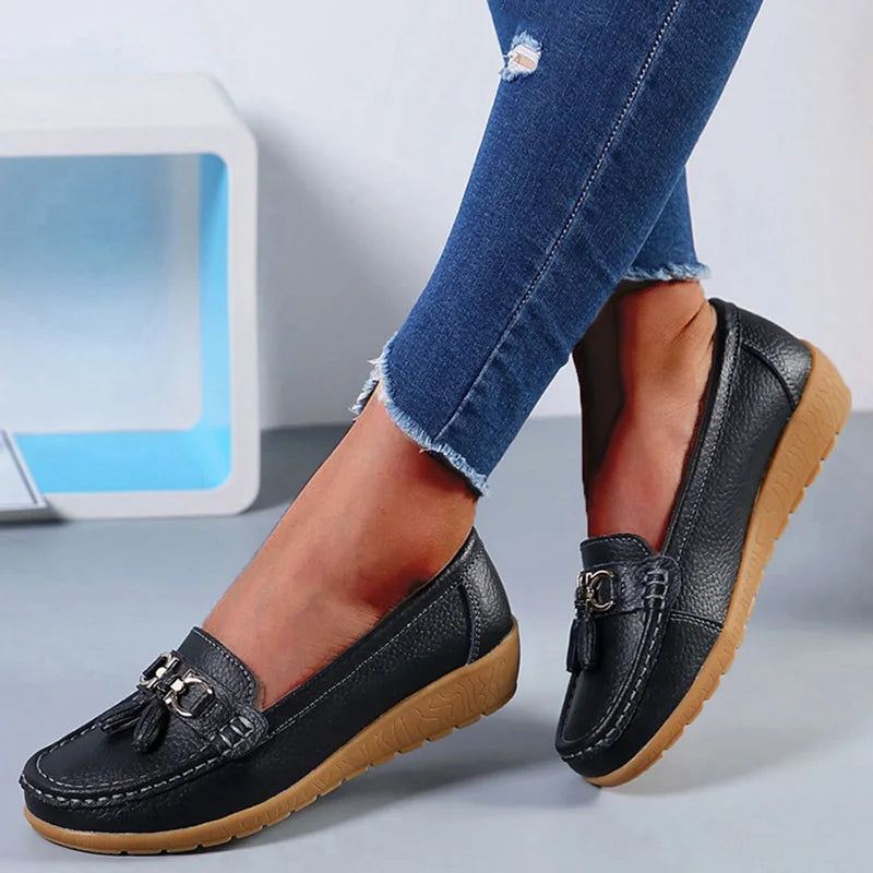 Genuine Leather Tenis Nurse Slip On Retro Moccasins Plus Size Flats Loafers