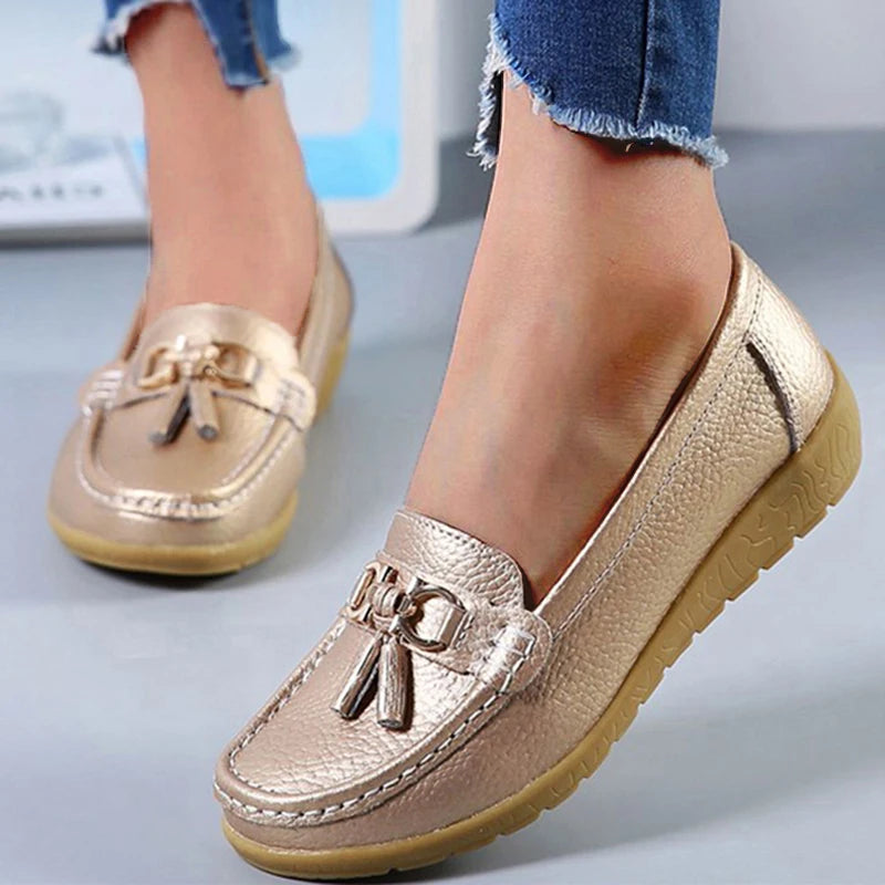 Genuine Leather Tenis Nurse Slip On Retro Moccasins Plus Size Flats Loafers