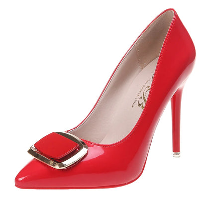 Pointed Toe Platform Patent Leather Dress Mary Jane Red High Heel