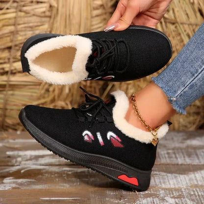 Women Winter Boots New Warm Thicken Snow Boots Lace Up Ankle Boots Non Slip Plush Fur Shoes Keep Warm Ankle Botas Plus Size