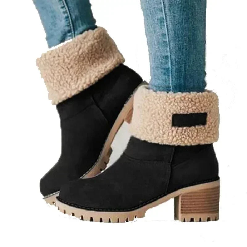 Fur Warm Wool Booties Ankle Comfortable Plus Size Mid Snow Boot