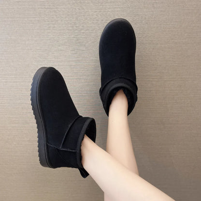 Women's Shoes Australian Boots Winter Footwear Round Toe Flat Heel Boots-Women Fashion Snow Low Ladies Ankle Cotton 36-42