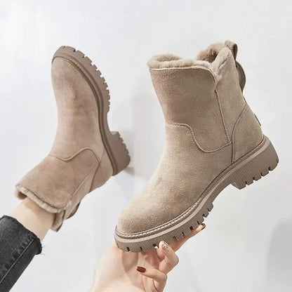 Women's Snow Boots Winter Mid-Tube Plus Velvet Thickened Warm Cotton Shoes Fur Integrated Fashion Platform Female Booties