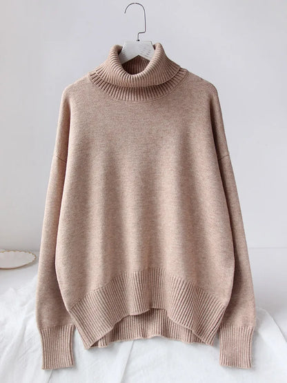 Thick Oversize Turtleneck Winter Warm White Knitted Oversized Sweater