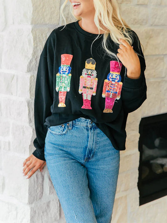 Sequin Nutcracker Holiday Christmas Hoodie