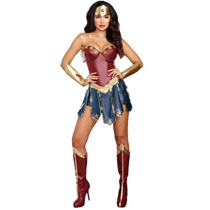 Wonder Woman Superman Corset Dress Halloween Carnival Cosplay Costume