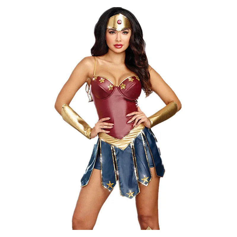 Wonder Woman Superman Corset Dress Halloween Carnival Cosplay Costume