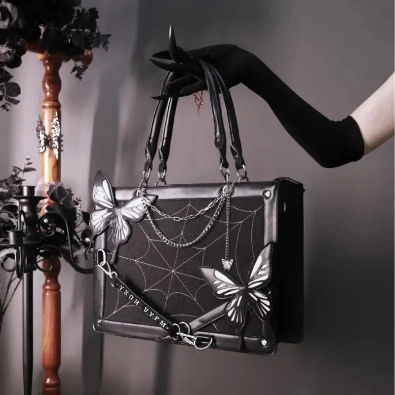 Y2K Labyrinth Butterfly Spider Web Chain DIY Transparent Lolita Gothic Bag