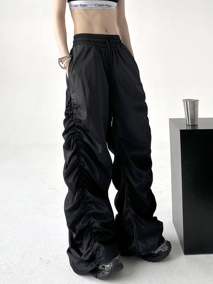 Comfortable Black Baggy High-Waist Halloween Pants