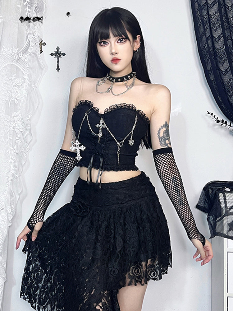 Gothic Sexy Harajuku Strapless E Girl Grunge Crop Top