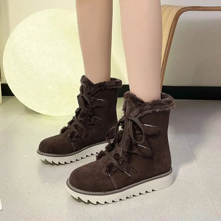 Round Toed Platform Plush Warm Waterproof High Snow Boot