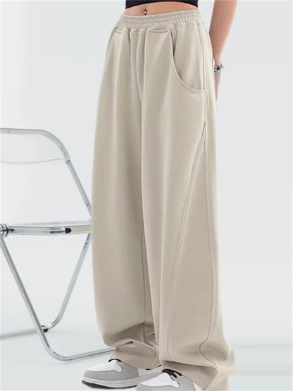 Korean Autumn Women's  Fashion High Waist Wide Leg Sweatpants