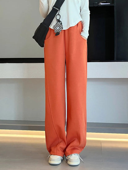 Korean Autumn Women's  Fashion High Waist Wide Leg Sweatpants