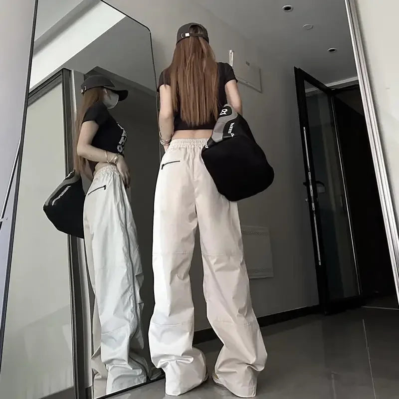 Korean Hip Hop Harajuku Streetwear Lady's Wide Leg Jogger Sweatpants